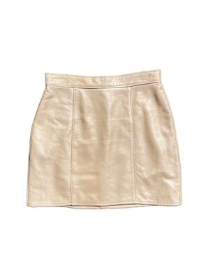 Vintage Golden Tan Genuine Leather High Waisted Mini Skirt
